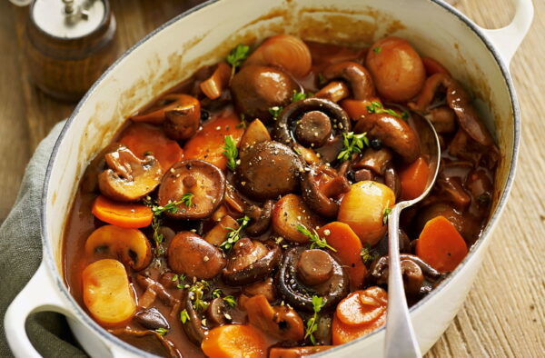 Mushroom Bourguignon with Mashed Potato